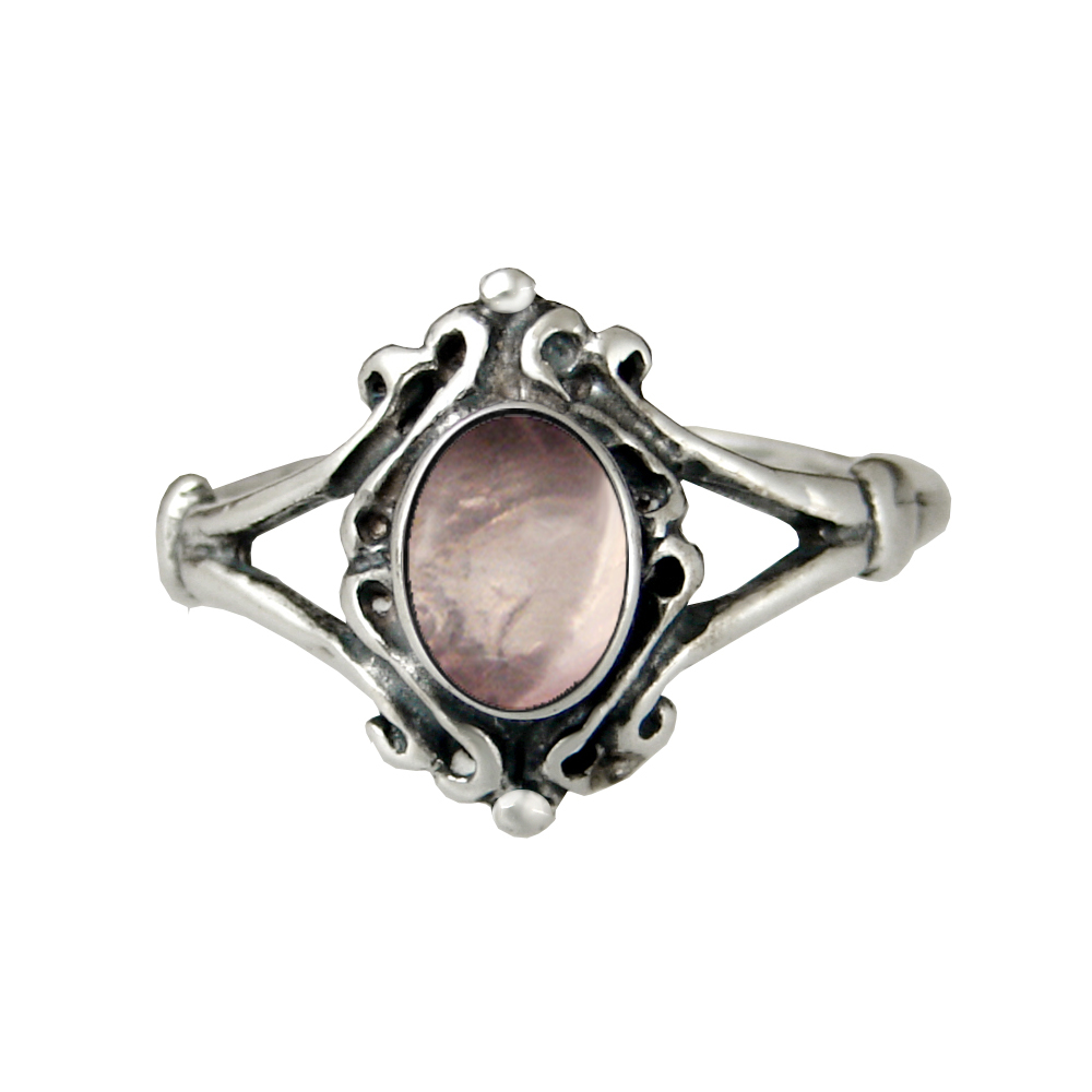 Sterling Silver Victorian Rose Quartz Ring Size 5